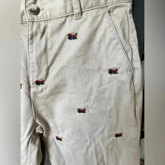 Janie and Jack Boys pants embroidered trains khakis holidays polar express - Picture 2 of 5